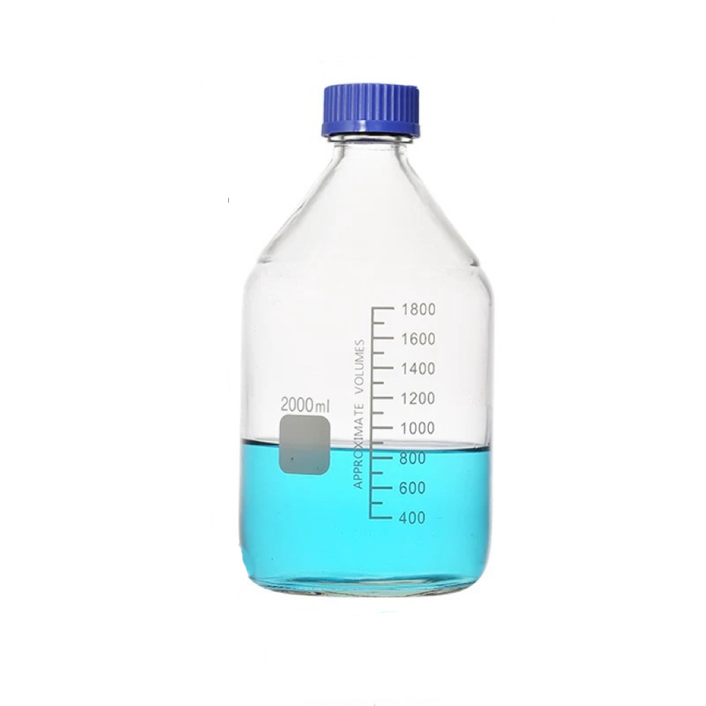 Medical Lab Technology - 2000 ミリリットル試薬ボトルねじ口ブルーキャップ 2L 透明透明ガラス医療研究所化学機器