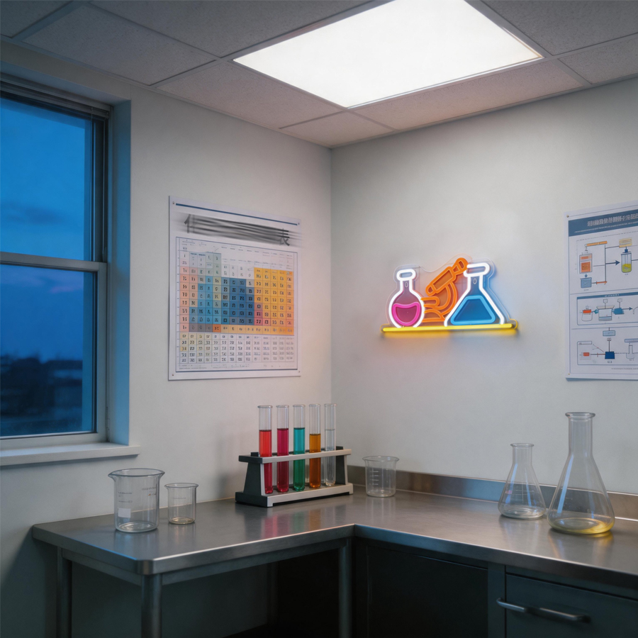 実験室用具LEDネオンサイン、ビーカーのアイコン科学実験室ア - Medical Lab Technology のレビューと価格